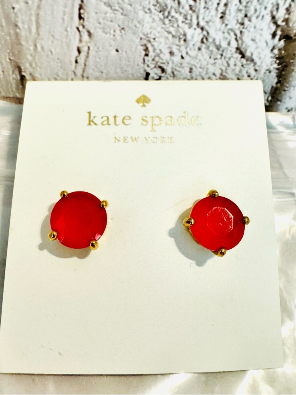 KATE SPADE NY CABARET PINK STONES GOLD TONE STUDS EARRINGS! NWT